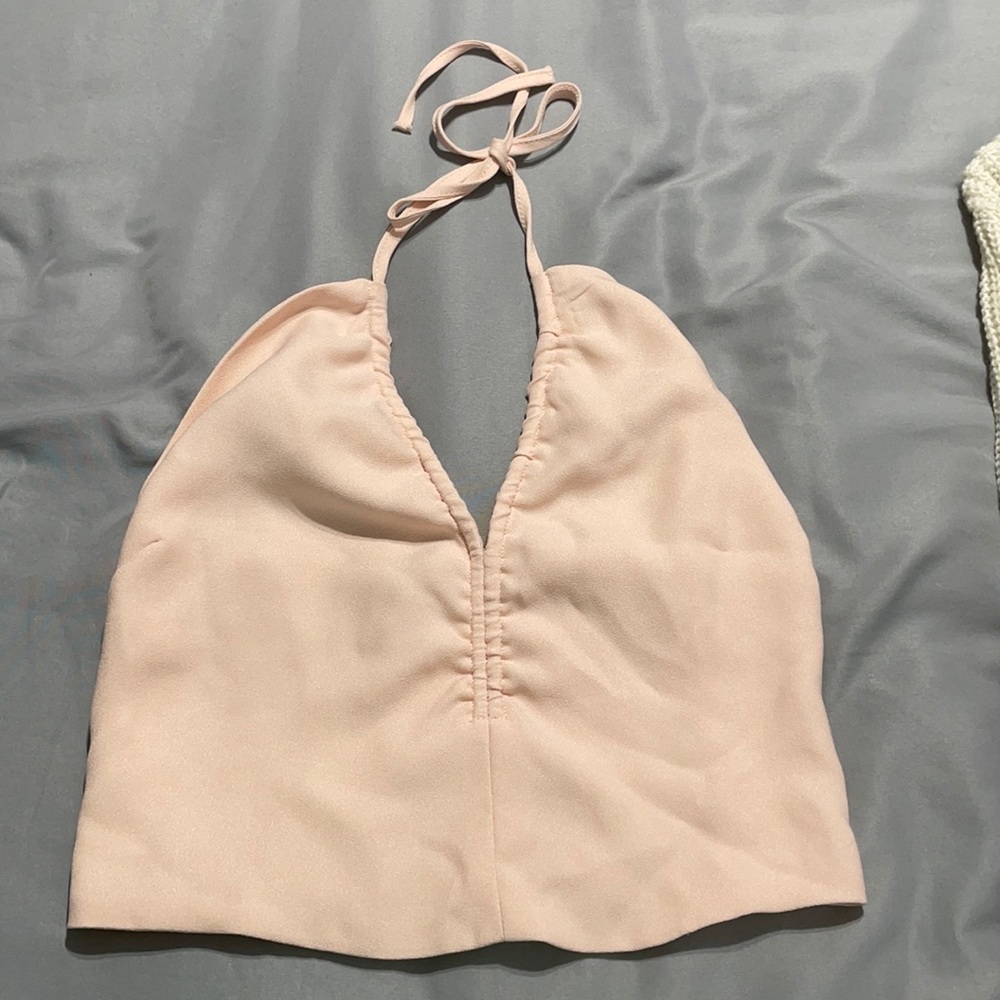 Baby pink halter neck top